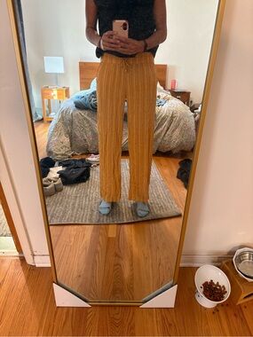 Prana Mustard Yellow Striped Wide-Leg Pants